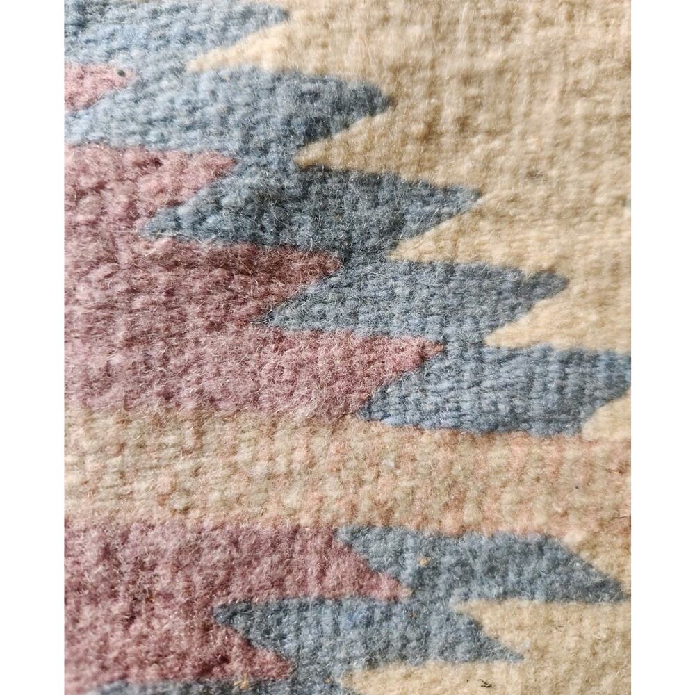 Vtg Estate Mexican Rug Wool 1970's Pastels 39"x19" Fringed Hand Woven Wall Decor